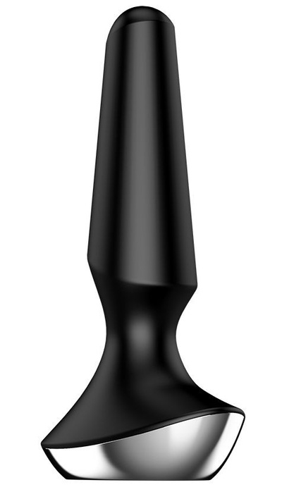 Черная анальная пробка с вибрацией Satisfyer Plug-ilicious 2 - 14 см. (черный) 