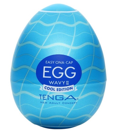 Мастурбатор-яйцо с охлаждающей смазкой EGG Wavy II Cool Tenga (нежно-голубой) 