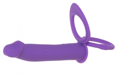 Фиолетовая вибронасадка для двойного проникновения с 2 эрекционными кольцами - 12,7 см. OYO (фиолетовый) 