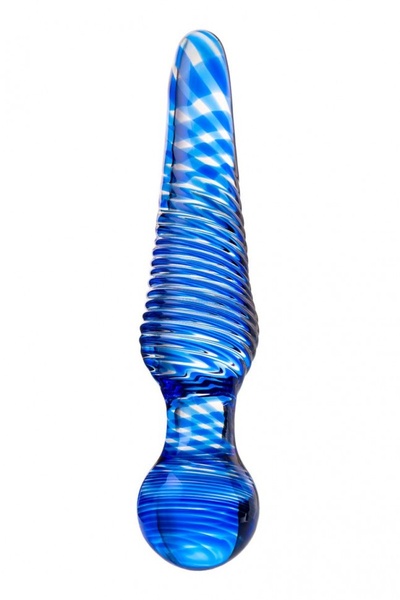 Большая синяя стеклянная пробка для анальной стимуляции - 17 см. Sexus (синий) 
