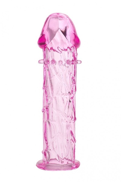 Гладкая розовая насадка с усиками под головкой - 12,5 см. Toyfa Basic (розовый) 