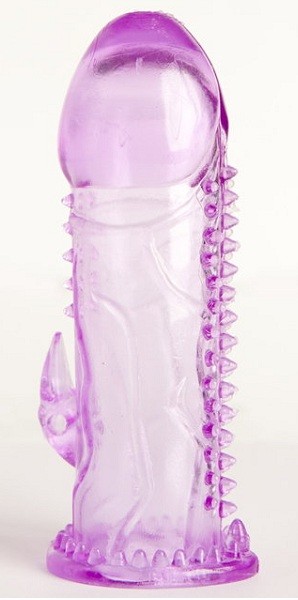 Фиолетовая гелевая насадка с шипами - 13 см. Toyfa Basic (фиолетовый) 