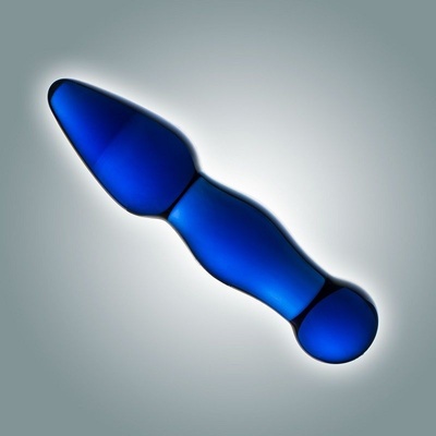Синий анальный стимулятор из стекла - 13 см. Джага Джага 