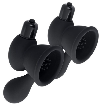Черные виброприсоски-стимуляторы на соски Toyfa Basic (черный) 
