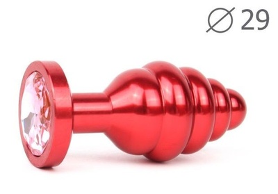 Красная анальная втулка с розовым кристаллом - 7,1 см. Anal Jewelry Plug (розовый) 