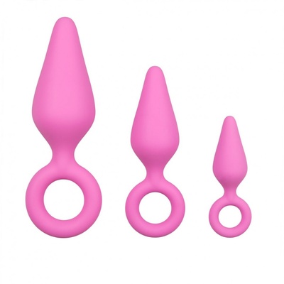 Набор из 3 розовых анальных пробок Pointy Plug Set Easy toys (розовый) 