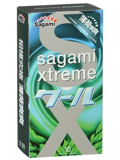 Презервативы Sagami Xtreme Mint с ароматом мяты - 10 шт. (прозрачный) 