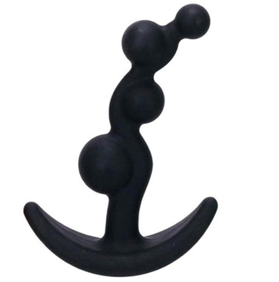 Чёрный анальный стимулятор с шариками Smiling Butt Plug - 8,9 см. NMC (черный) 