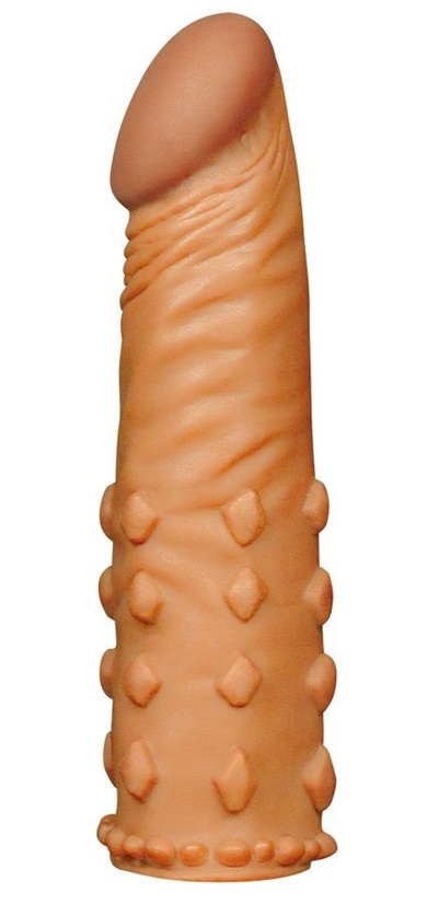 Коричневая насадка-удлинитель Add 2" Pleasure X Tender Penis Sleeve - 18 см. LoveToy (коричневый) 