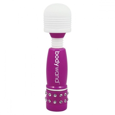 Фиолетово-белый жезловый мини-вибратор с кристаллами Mini Massager Neon Edition Bodywand (фиолетовый с белым) 