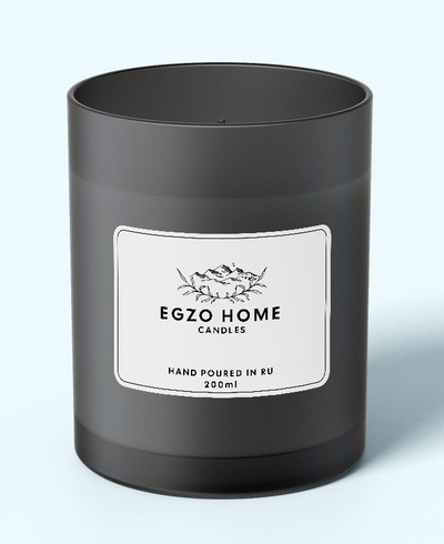 Свеча в чёрном стеклянном стакане - 200 мл. Egzo (черный) 