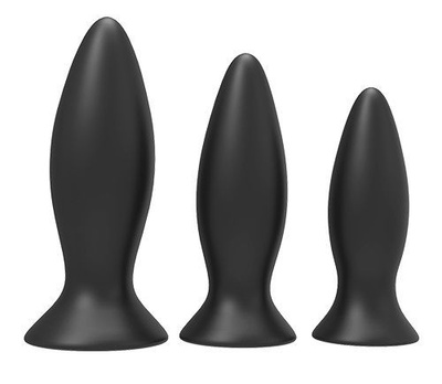 Тренировочный набор анальных пробок Booty Cone Training Set с вибропулей Dream Toys (черный) 