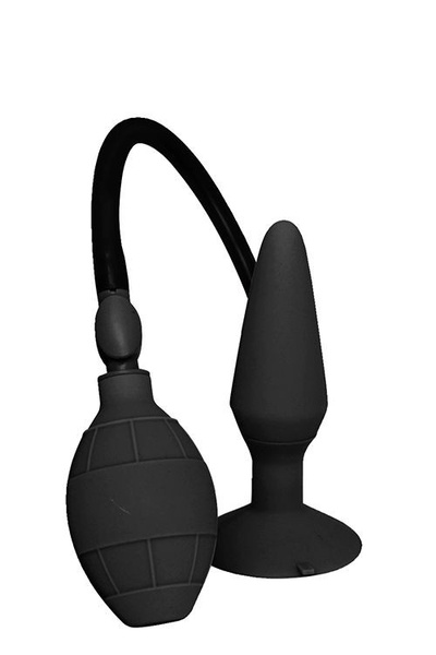 Чёрная анальная втулка с функцией расширения MENZSTUFF LARGE INFLATABLE PLUG - 14,5 см. Dream Toys (черный) 