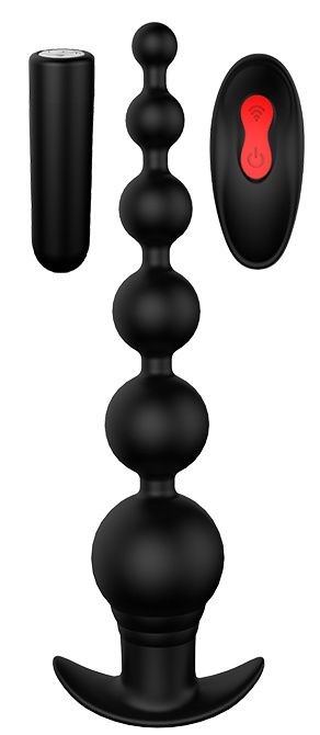 Черный анальный вибромассажер REMOTE GRADUATING BEADS - 20,7 см. Dream Toys 