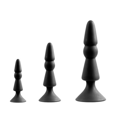 Набор из черных анальных силиконовых втулок MENZSTUFF 3-PIECE ANAL CONE SET Dream Toys (черный) 