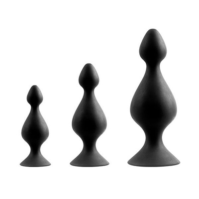 Набор из 3 чёрных анальных силиконовых втулок MENZSTUFF 3-PIECE ANAL PAWN SET Dream Toys (черный) 