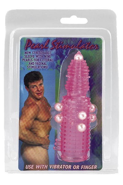 Розовая эластичная насадка на пенис с жемчужинами, точками и шипами Pearl Stimulator - 11,5 см. Tonga (розовый) 