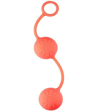Оранжевые вагинальные шарики с цветочками на поверхности Dream Toys (оранжевый) 