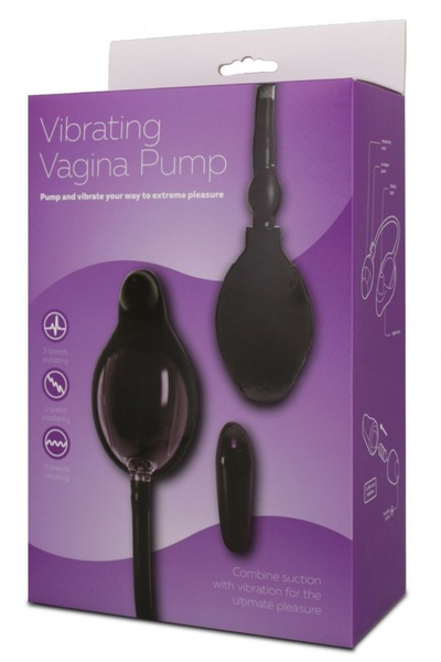 Чёрная вибропомпа для вагины с 7 режимами вибрации VIBRATING VAGINA PUMP Seven Creations (черный) 