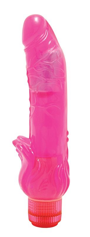Вибромассажер розового цвета из силикона с усиками для стимуляции клитора - 20,3 см. Seven Creations (розовый) 