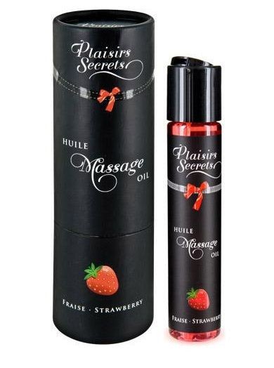 Массажное масло с ароматом клубники Huile de Massage Gourmande Fraise des Bois - 59 мл. Plaisir Secret 