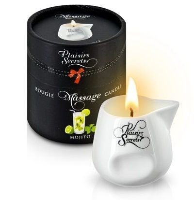 Массажная свеча с ароматом мохито Bougie de Massage Mojito - 80 мл. Plaisir Secret (белый) 