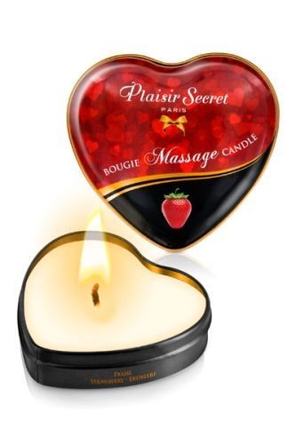 Массажная свеча с ароматом клубники Bougie Massage Candle - 35 мл. Plaisir Secret 