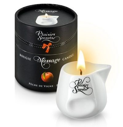 Массажная свеча с ароматом персика Bougie Massage Gourmande Pêche - 80 мл. Plaisir Secret (белый) 