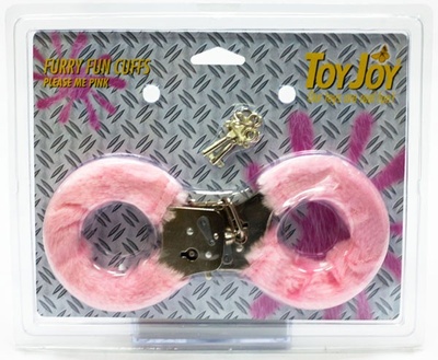 Розовые меховые наручники с ключами Toy Joy 