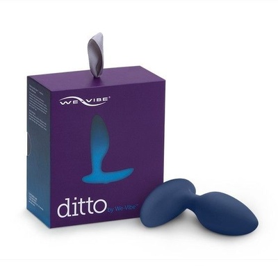 Синяя анальная пробка для ношения Ditto с вибрацией и пультом ДУ - 8,8 см. We-Vibe (синий) 