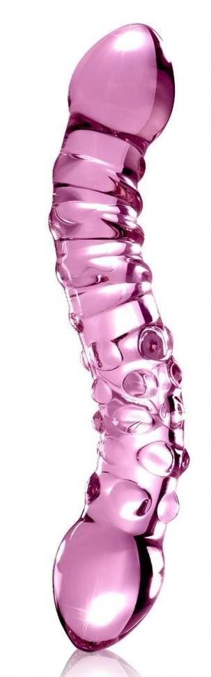Розовый стеклянный двухголовый стимулятор Icicles №55 - 19,5 см. PipeDream 