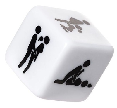 Игральный кубик Eromantica «Позы страсти» (белый с черным) 