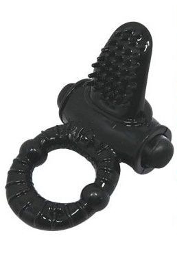 Черное эрекционное виброкольцо с шипиками Bior toys (черный) 