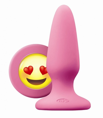 Розовая силиконовая пробка среднего размера Emoji ILY - 10,2 см. NS Novelties (розовый) 