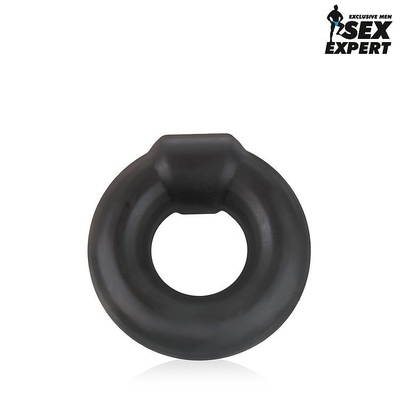 Черное силиконовое круглое эрекционное кольцо Sex Expert Bior toys (черный) 