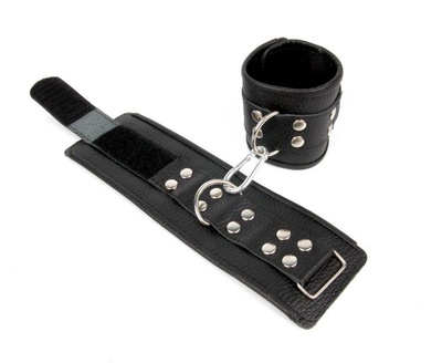 Черные кожаные наручники с заклепками с фиксацией липучками Bior toys (черный) 
