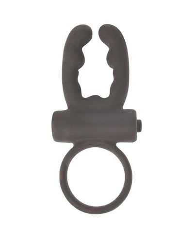 Чёрное эрекционное кольцо с вибрацией и рожками Sex Expert Bior toys (черный) 