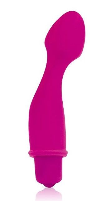 Розовый силиконовый изогнутый вибромассажер - 11,5 см. Bior toys 
