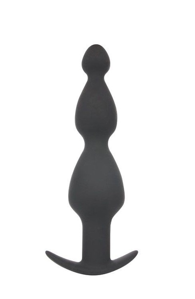 Чёрная анальная втулка с широким основанием - 19 см. Bior toys 