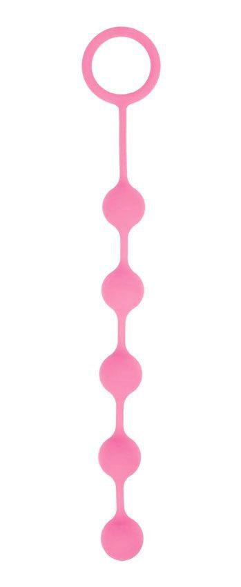 Розовая анальная цепочка с кольцом-ограничителем - 23 см. Bior toys (розовый) 