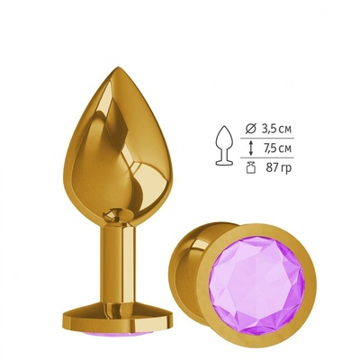 Золотистая средняя пробка с сиреневый кристаллом - 8,5 см. Джага Джага 