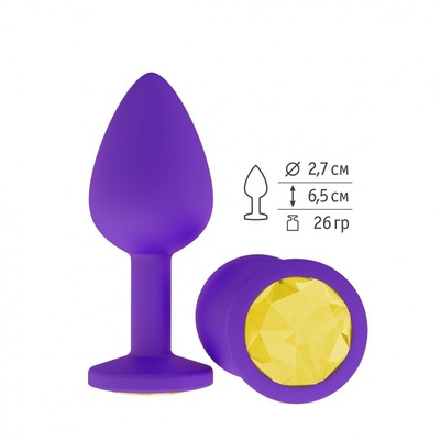 Фиолетовая силиконовая пробка с желтым кристаллом - 7,3 см. Джага Джага (желтый) 