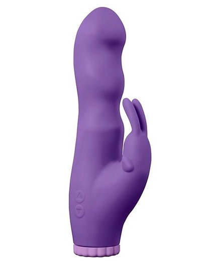 Фиолетовый вибратор с клиторальным стимулятором PURRFECT SILICONE DELUXE RABBIT 100FNCT - 20 см. Dream Toys 