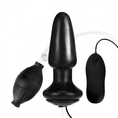 Надувная вибрирующая анальная пробка Inflatable Vibrating Butt Plug - 10,2 см. Lux Fetish (черный) 