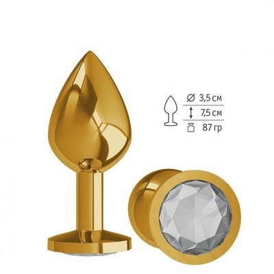Золотистая средняя пробка с прозрачным кристаллом - 8,5 см. Джага Джага (прозрачный) 