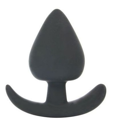 Черная каплевидная анальная силиконовая пробка с ограничителем - 8 см. Bior toys (черный) 