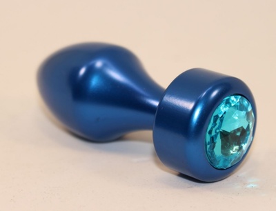 Синяя анальная пробка с голубым кристаллом - 7,8 см. 4sexdream (голубой) 