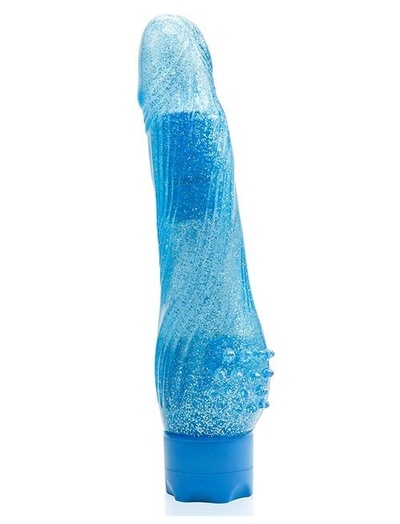 Голубой водонепроницаемый вибратор JELLY JOY ROUGH RIDGES MULTISPEED VIBE - 18 см. Dream Toys 
