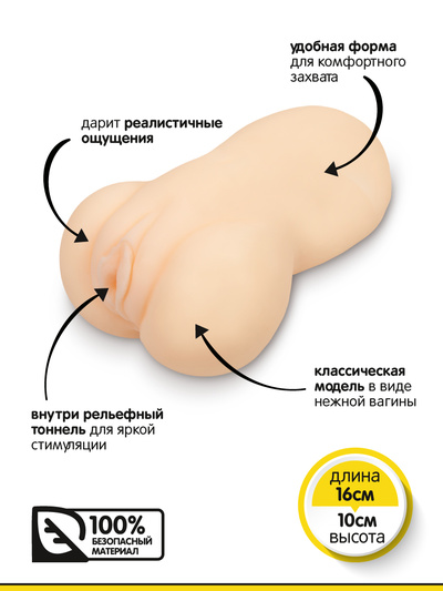 Браззерс двойной мастурбатор вагина, 16х10 см Brazzers (Телесный) 