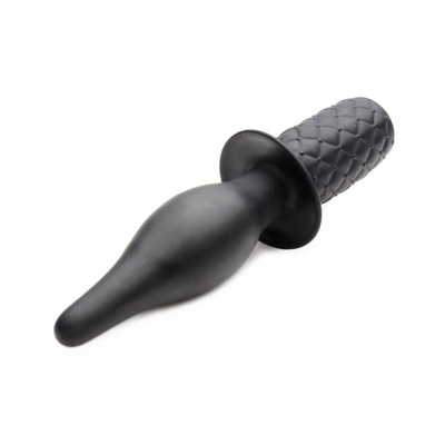 The Drop 10x Silicone Vibrating Thruster - анальный вибратор с рукояткой, 19.7х4 см. Ass Thumpers (Черный) 
